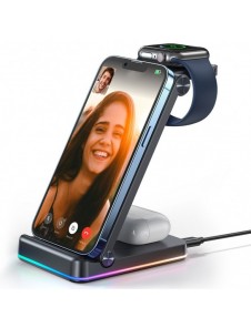 Joyroom 3in1 induktionsladdare för Apple-enheter - iPhone, Apple Watch, Airpods (upp till 15W) stativ svart (JR-WQN01)