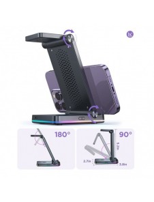 Joyroom 3in1 induktionsladdare för Apple-enheter - iPhone, Apple Watch, Airpods (upp till 15W) stativ svart (JR-WQN01)