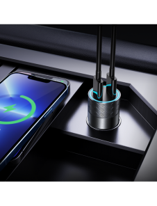 Joyroom billaddare 2 x USB-C 50W med PD, QC, PPS grå (JR-CL13)