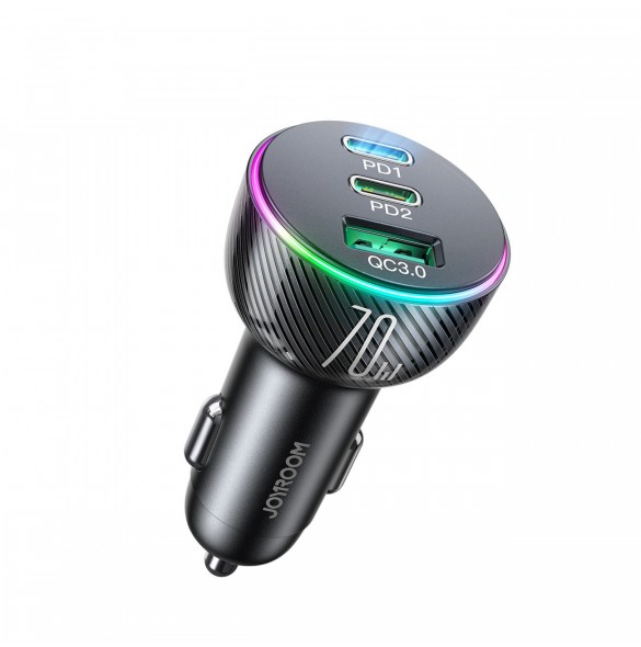 Joyroom billaddare 70W med 3 portar: USB, 2 x USB C svart (JR-CL26)