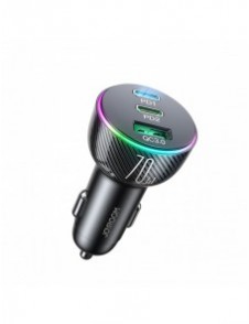 Joyroom billaddare 70W med 3 portar: USB, 2 x USB C svart (JR-CL26)