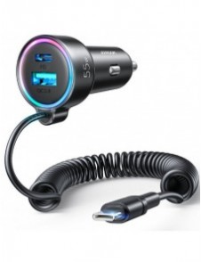 Joyroom snabb billaddare 3 i 1 med USB Type C-kabel 1,5m 55W svart (JR-CL07)