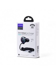 Joyroom snabb billaddare 3 i 1 med USB Type C-kabel 1,5m 55W svart (JR-CL07)