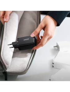 Joyroom snabbladdare GaN 65W USB, 2x USB C svart + USB C-kabel - USB C 100W 1,2m (TCG01)