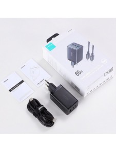 Joyroom snabbladdare GaN 65W USB, 2x USB C svart + USB C-kabel - USB C 100W 1,2m (TCG01)