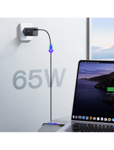 Joyroom snabbladdare GaN 65W USB, 2x USB C svart + USB C-kabel - USB C 100W 1,2m (TCG01)