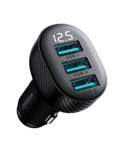 Joyroom JR-CCD03 3.4A billaddare med 3x USB-A display - svart