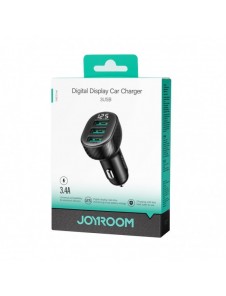 Joyroom JR-CCD03 3.4A billaddare med 3x USB-A display - svart