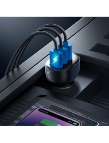 Joyroom JR-CCD03 3.4A billaddare med 3x USB-A display - svart