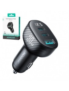 Joyroom JR-CCD04 30W 2x USB-C USB-A billaddare med display - svart