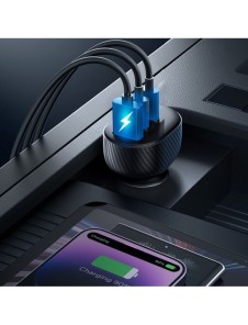 Joyroom JR-CCD04 30W 2x USB-C USB-A billaddare med display - svart