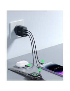 Joyroom JR-TCF10 snabbladdare 2x USB-C USB-A 32W - svart