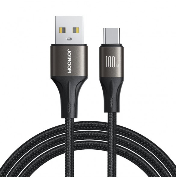Joyroom Light-Speed Serie SA25-AC6 USB-A / USB-C Snabböverföringskabel 100W 1,2m - Svart