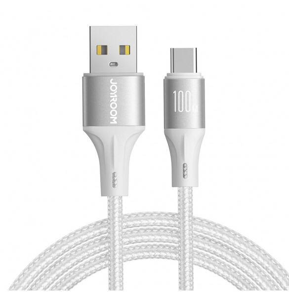 Joyroom Light-Speed Serie SA25-AC6 USB-A / USB-C Snabböverföringskabel 100W 2m - Vit