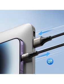 Joyroom Light-Speed Serie SA25-AC6 USB-A / USB-C Snabböverföringskabel 100W 3m - Vit