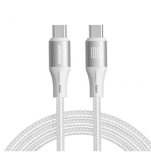 Joyroom Light-Speed Serie SA25-CC5 100W USB-C / USB-C-kabel 1,2 m - vit