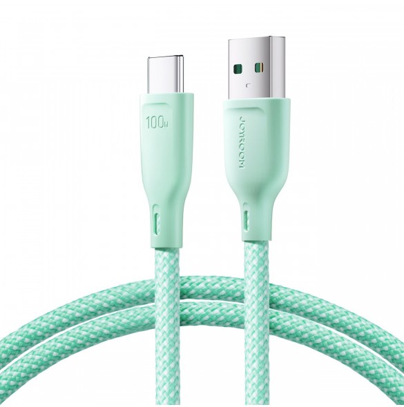 Joyroom Multi-Color Series SA34-AC6 USB-A / USB-C-kabel 100W Snabböverföring 1m - Grön