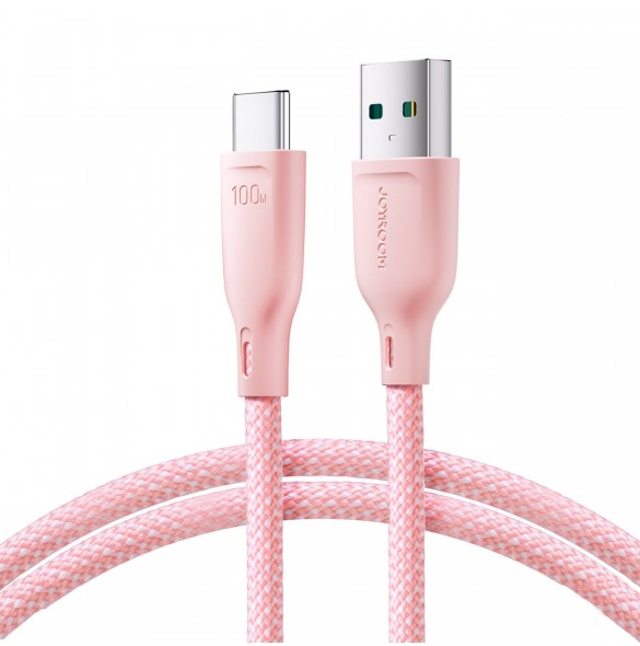 Joyroom Multi-Color Series SA34-AC6 USB-A / USB-C-kabel 100W Snabböverföring 1m - Rosa