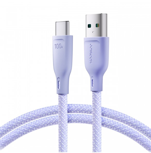 Joyroom Multi-Color Series SA34-AC6 USB-A / USB-C-kabel 100W Snabböverföring 1m - Lila
