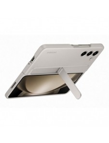 Silikonfodral till Samsung Galaxy Z Fold 5 med stativ och rem - beige