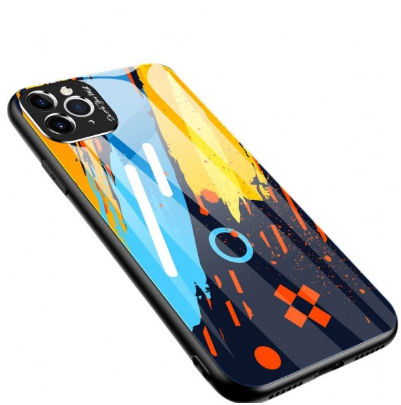 Färgglasfodral Slitstarkt skal med baksida i härdat glas och kamerafodral iPhone 11 Pro Max mönster 1