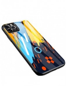 Färgglasfodral Slitstarkt skal med baksida i härdat glas och kamerafodral iPhone 11 Pro Max mönster 1