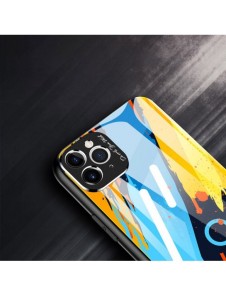 Färgglasfodral Slitstarkt skal med baksida i härdat glas och kamerafodral iPhone 11 Pro Max mönster 1