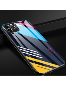 Färgglasfodral Slitstarkt skal med baksida i härdat glas och kamerafodral iPhone 11 Pro Max mönster 1
