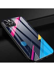 Färgglasfodral Slitstarkt skal med baksida i härdat glas och kamerafodral iPhone 11 Pro Max mönster 1