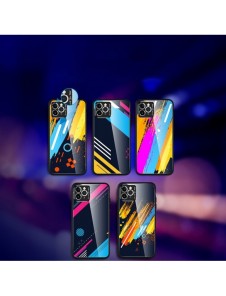 Färgglasfodral Slitstarkt skal med baksida i härdat glas och kamerafodral iPhone 11 Pro Max mönster 1