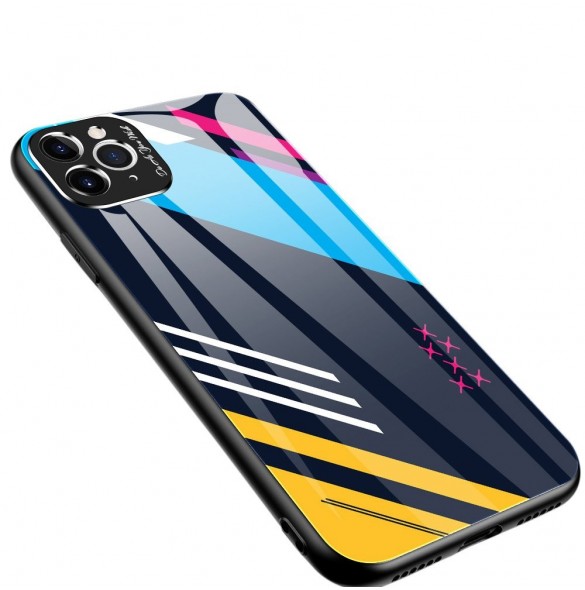 Färgglasfodral Slitstarkt skal med baksida i härdat glas och kamerafodral iPhone 11 Pro Max pattern 2