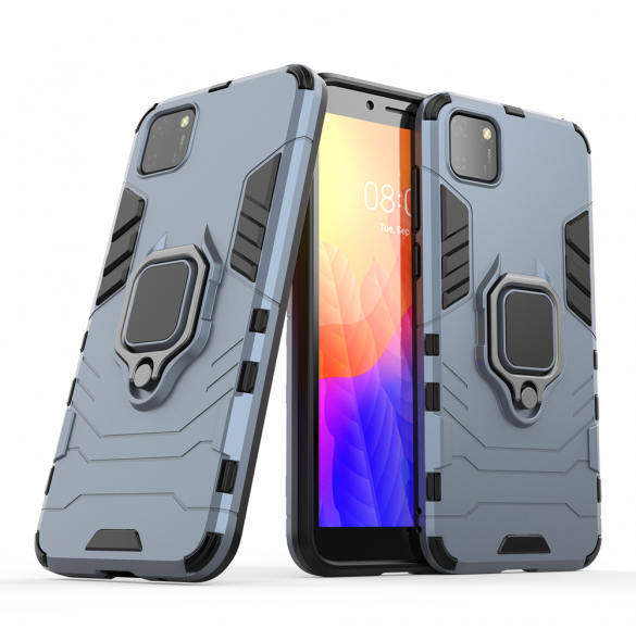 Ring Armor Case Kickstand Tough Rugged Cover för Huawei Y5p blå