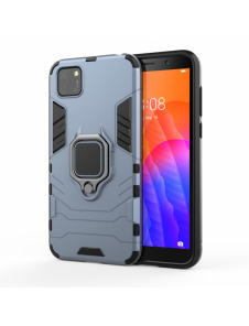 Ring Armor Case Kickstand Tough Rugged Cover för Huawei Y5p blå