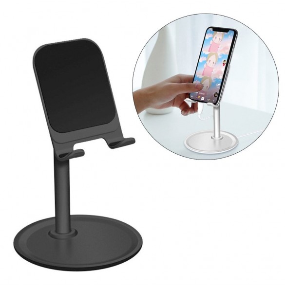 Telescopic Desktop Bracket telefon surfplatta hållare svart (K3S)