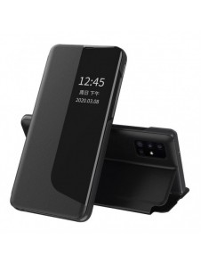 Eco Leather View Case elegant bokhylla fodral med stöd för Huawei P40 Lite E svart