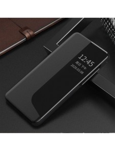 Eco Leather View Case elegant bokhylla fodral med stöd för Huawei P40 Lite E svart