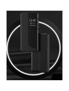 Eco Leather View Case elegant bokhylla fodral med stöd för Huawei P40 Lite E svart