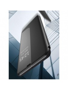 Eco Leather View Case elegant bokhylla fodral med stöd för Huawei P40 Lite E svart
