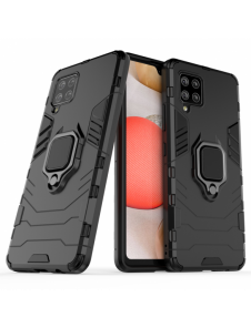 Ring Armor Case Kickstand Tough Rugged Cover för Samsung Galaxy A42 5G svart