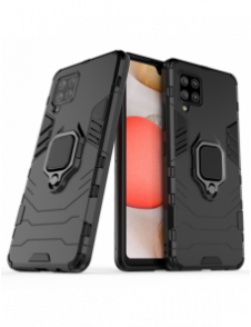 Ring Armor Case Kickstand Tough Rugged Cover för Samsung Galaxy A42 5G svart