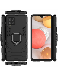 Ring Armor Case Kickstand Tough Rugged Cover för Samsung Galaxy A42 5G svart