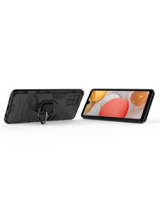 Ring Armor Case Kickstand Tough Rugged Cover för Samsung Galaxy A42 5G svart