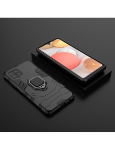 Ring Armor Case Kickstand Tough Rugged Cover för Samsung Galaxy A42 5G svart