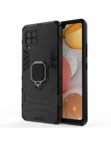 Ring Armor Case Kickstand Tough Rugged Cover för Samsung Galaxy A42 5G svart
