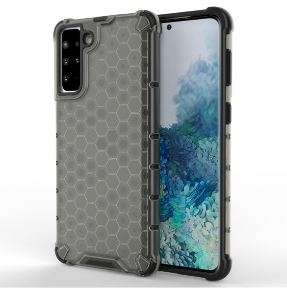 Honeycomb Case pansarskydd med TPU Bumper för Samsung Galaxy S21+ 5G (S21 Plus 5G) svart