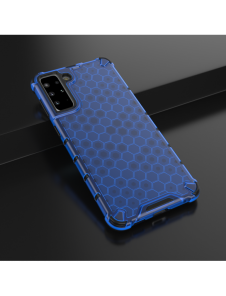 Honeycomb Case pansarskydd med TPU Bumper för Samsung Galaxy S21+ 5G (S21 Plus 5G) blå