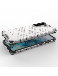 Honeycomb Case pansarskydd med TPU Bumper för Samsung Galaxy S21+ 5G (S21 Plus 5G) transparent