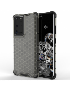 Honeycomb Case pansarskydd med TPU Bumper för Samsung Galaxy S21 Ultra 5G svart