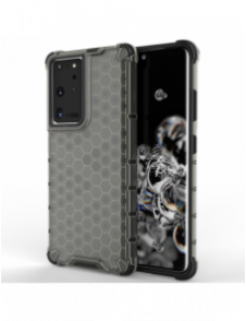 Honeycomb Case pansarskydd med TPU Bumper för Samsung Galaxy S21 Ultra 5G svart