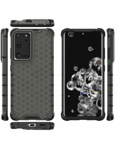 Honeycomb Case pansarskydd med TPU Bumper för Samsung Galaxy S21 Ultra 5G svart